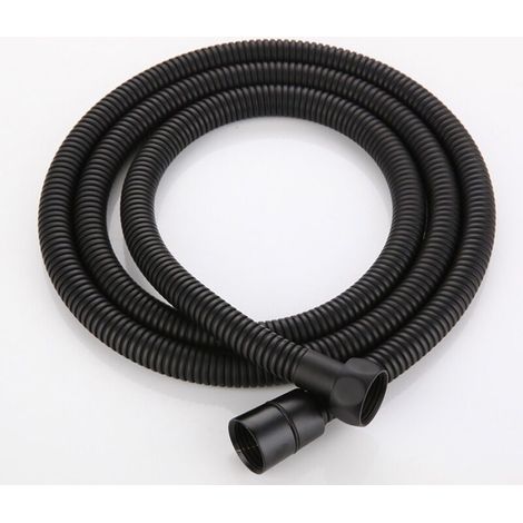 NALOOKAMIC Flexible de douche 1,5 m noir mat, flexible de douche universel en acier inoxydable, câble de douche, antidéflagrant et anti-torsion (1/5)