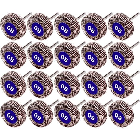 20 Pcs Roue à Lamelles, 80 Grains Ponçage de Disque de Roue à Lamelles de Papier pour Outils Rotatifs Dremel (1/5)