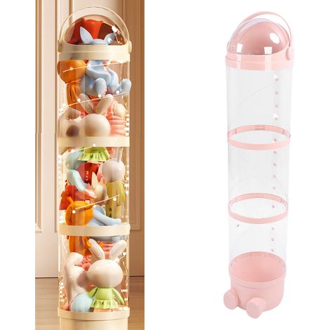 Tube de Stockage Transparent pour Peluches avec Lumière Organisateur Large Capacité 130cm / 51.2in Rose (1/5)
