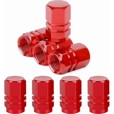APEX Lot de 8 bouchons de valve de pneu  Bouchon de valve en aluminium avec joint torique en caoutchouc  Cache-poussière universels (1/5)
