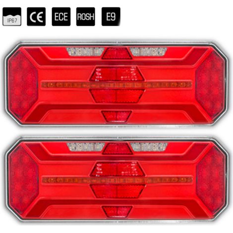 Set links + rechts: multifunktionale LED-Stopleuchten mit laufendem Blinker (Neon-Effekt), 12V/24V, 350 mm x 131 mm x 60 m