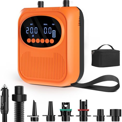 Pompe Électrique 20 PSI pour Sup - Pompe Rechargeable avec Connecteur 12V, Gonflage/Dégonflage Auto-Arrêt - pour Paddle, Kayak, Tentes, Matelas Air, Jouets Piscine (1/5)