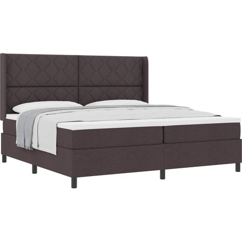 Maison Exclusive - Lit à ressorts avec coussin Marron foncé 200 x 200 cm tissu (1/5)