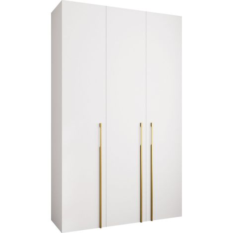 Armario Hartford 571, Blanco, 246x150x42cm, Puertas de armario: Con bisagras, Número de estantes: 7 (1/5)