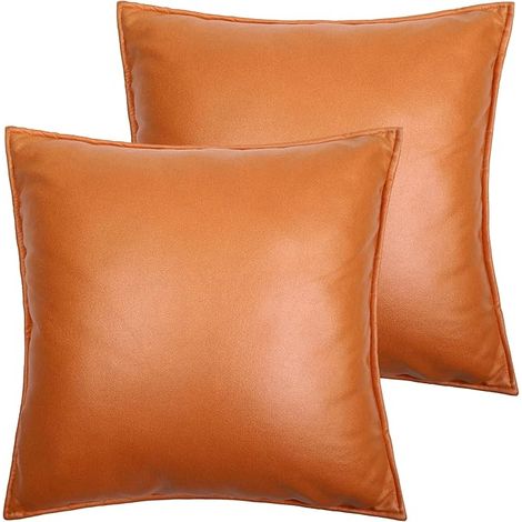 Lot de 2 Housses de Coussin Imperméables Orange 45x45cm, Tissu Durable pour Canapé, Lit, Chaise ou Voiture (1/4)