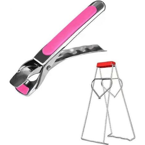 Edelstahl-Greifklemme mit rutschfestem Halt und Verbrühungsschutz für Heißluftfritteusenpfannen-pink