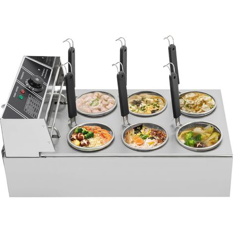 Nudelkocher, 2000 W, 20 l, elektrischer Edelstahl-Nudelkocher, gewerblicher Nudelkocher mit 6 Körben, Temperatureinstellbereich 60-200 °C