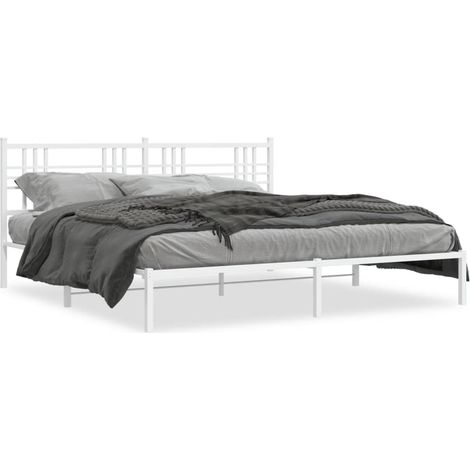 Maison Exclusive - Bettgestell mit Kopfteil Metall Weiß 200x200 c