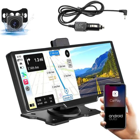 Caméra embarquée 10,26 pouces avec moniteur à commande vocale et enregistrement Wi-Fi, caméra de recul à double objectif, compatible CarPlay et Android Auto. (1/5)
