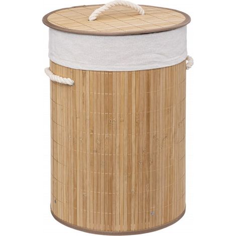 Panier à linge bambou rond 48 litres Atmosphéra