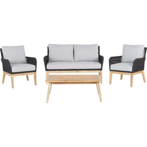 Garden Lounge Set with Table 4 Seater MERANO Acacia Wood Grey