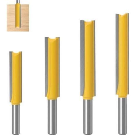 4 Pièces 8 mm Queue Fraise Defonceuse, Fraise Droite, Fraise à Bois Fraise Extra-longue, Mèches Carbide Router Bits Fraise à Menuiserie, pour le Travail du Bois (40mm 50mm 63mm 76mm) (1/5)