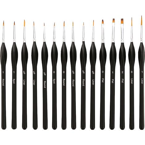 15-teiliges professionelles Detailpinsel-Set, Miniatur-Feinpinsel, Nylonborsten, Holzgriff