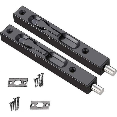 Lot de 2 verrous de porte invisibles, verrous de sécurité en acier inoxydable 304, verrous de porte invisibles de 15 cm (6 pouces) en acier inoxydable noir Jskee (1/4)