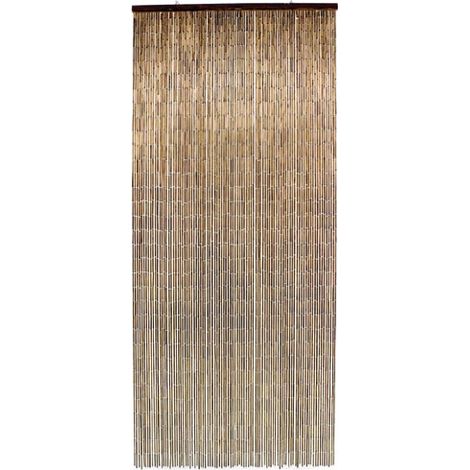Cortina de puerta de caoba con varillas de bambú barnizado negro - 90x200 cm - Morel