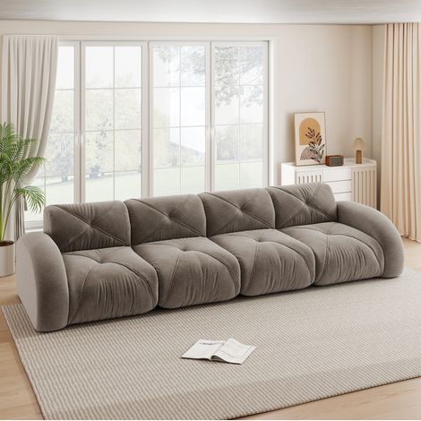 Sofá modular 358x95x76 cm de chenilla topo, sin montaje, para salón – MEUBLIV (1/5)