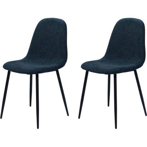Amadeus - Chaise de salle à manger en tissu bleu et métal Ariane (lot de 2) (1/3)