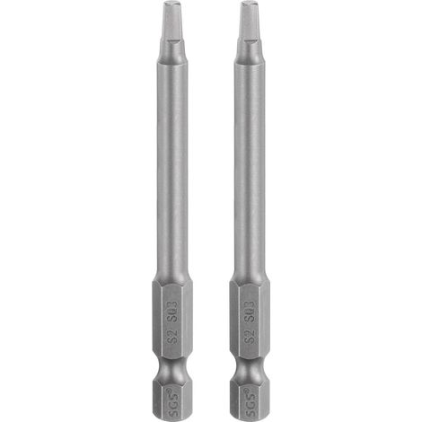 2Pcs Embout de Tournevis Carré Sq3 1/4" Tige Hexagonale Acier S2 (1/5)