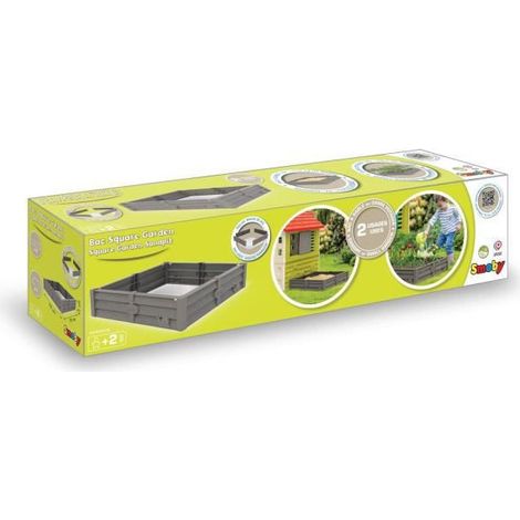 SMOBY Bac Square Garden 2 en 1 : caja de arena y huerto - 76x76cm - Base incluida (1/4)