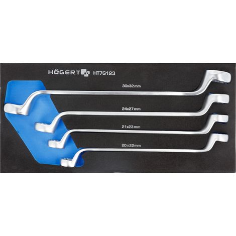 Juego de llaves de anillo Hogert, 4 piezas, con estuche EVA, ideal para trabajos de precisión y mantenimiento de maquinaria