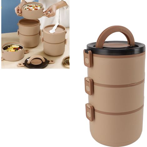 Isolierte Lunchbox aus Edelstahl 304 für Schüler, mit Deckel, tragbar für Büroangestellte, großes Fassungsvermögen, drei Fächer (1/5)