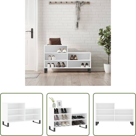 vidaXL Bois d'ingénierie - Armoire à chaussures Blanc 102x36x60 cm Bois d'ingénierie (1/5)