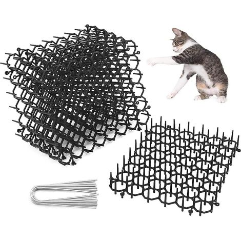 Répulsif pour chat, 6 feuilles de pics pour chat avec 10 agrafes de jardin, bande plate pour creuser les parterres de fleurs, la pelouse et la protection du jardin (1/5)