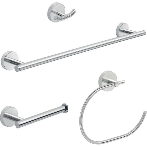 GEDY 23991300002 Set 4 Piezas (Toallero 45 cm, Portarrollo, Percha, Argolla) Cromo - ref: 23991300002
