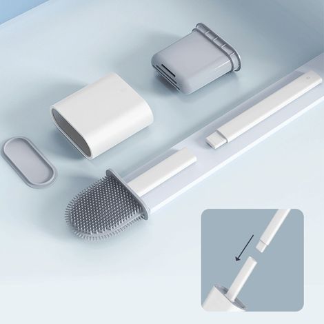 Brosse à cheveux, brosse de toilette, brosse de toilette en silicone (gris) une pièce (1/4)