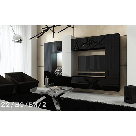 Ensemble meuble TV CONCEPT 22-HG-BW-2 noir-blanc brillant 273 cm