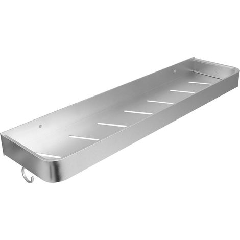 Robustes Duschregal aus Aluminium, Küchen- und Badezimmerregal mit Kleberückseite (50 cm mit Haken) (1/5)