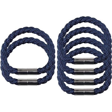 6er-Set magnetische Gardinenhalter, praktische dekorative Raffhalter, gewebtes Gardinenseil – Blau