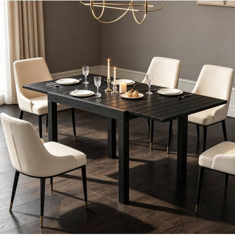 Mesa de jardín extensible 80/160 x 80 x 75 cm de aluminio negro DESVIAE (1/5)
