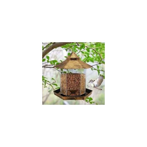 Mangeoire à oiseaux sauvages suspendue Gazebo Mangeoire à oiseaux Décoration extérieure - Parfait pour attirer les oiseaux sur la cour extérieure du jardin pour les enfants amoureux des oiseaux