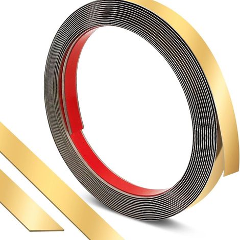 Bande Décorative En Acier Inoxydable - Finition Miroir Jaune - Pour Cadre De Miroir Bordure De Meuble Et Plinthe - 10 M (1/5)