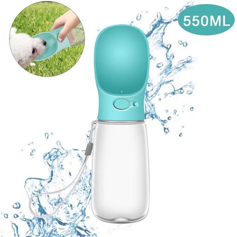 MINKUROW Borraccia Portatile Per Animali Domestici, Borraccia Per Cani E Gatti, Borraccia Per Bevande Per Animali Domestici, Blu (550ml) (1/5)