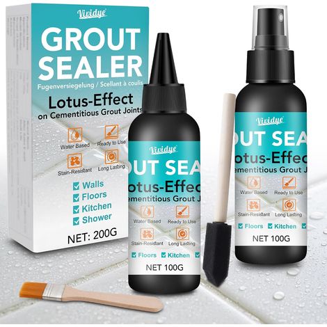Joint Carrelage, 200g Joint Salle de Bain avec Embout de Précision, Scellant pour Joints Transparent pour Douche et Salle de Bain, Pour Sols Carrelés, Marbre, Granit, Pierre (1/5)