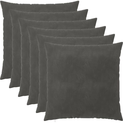 Cushion Cover 6 pcs HEERLEN Dark Grey 60 x 60 cm Velvet vidaXL (1/5)