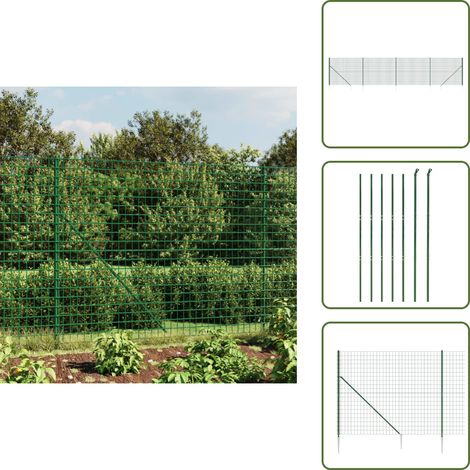Recinzione per animali - vidaXL Recinzione Metallica con Picchetti Ancoraggio Verde 1,4x10 m - Acciaio zincato
