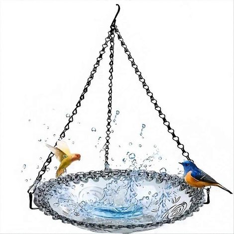 Lot de 2 mangeoires à oiseaux suspendues d'extérieur, décoration de jardin, plateau pour bain d'oiseaux, C (1/5)