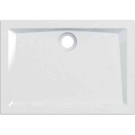 Plato de ducha rectangular 100x70x6 cm blanco brillante en gres porcelánico - Geberit - Con desagüe (1/3)