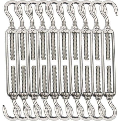 Câble de tension UlisemCable, tendeur de câble M5, crochets et tendeurs de câble, tendeur de câble en acier inoxydable 304, utilisé pour suspendre un câble de garde-corps à une corde à linge - 10 pièc (1/4)