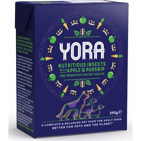 Yora Dog  Nassfutter für Hunde mit Insekten 58 % – Insektenfutter mit Pastinake und Apfel 390 g