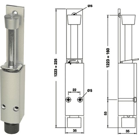KWS Türfeststeller 1223.31 EV1 Hub 60 mm, HxB: 225x35 mm