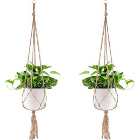 2 paquets suspension plante pot suspendu plante pour suspendre pot de fleur suspension suspendue decoration balcon maison 4 jambes en corde 105 cm (1/5)