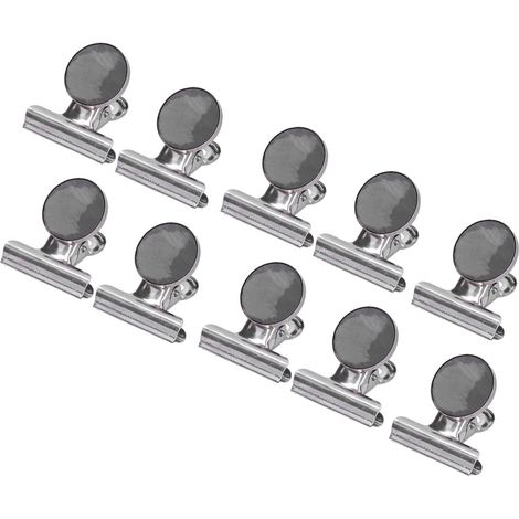 Lot de 10 clips magnétiques ronds en acier inoxydable nickelé, finition argentée (1/5)