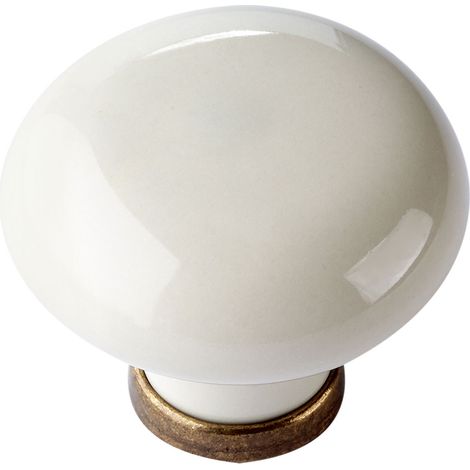 POMOLO PER MOBILI 'TONDO' base oro luc. / fondo bianco / decoro N.31- 10 pezzi