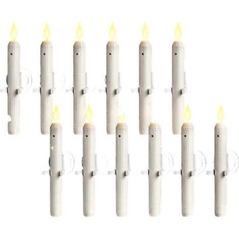 Lot de 12 bougies de fenêtre avec détecteur crépusculaire, guirlandes lumineuses de Noël à ventouses, chandeliers LED à piles (1/5)