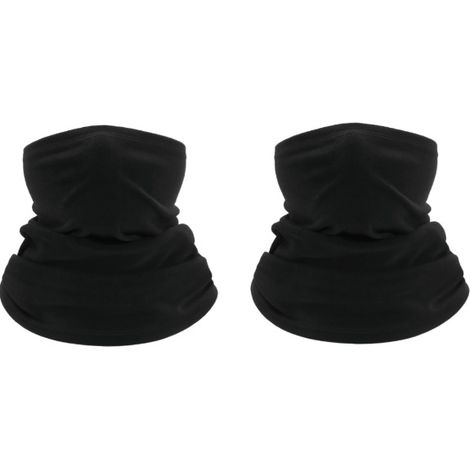 2 Pcs Cache Cou Tubulaire d'hiver Multi-usage Unisexe Doublure en Polaire Thermique élastique Tour de Cou pour Ski Course Moto Vélo Noir (1/4)
