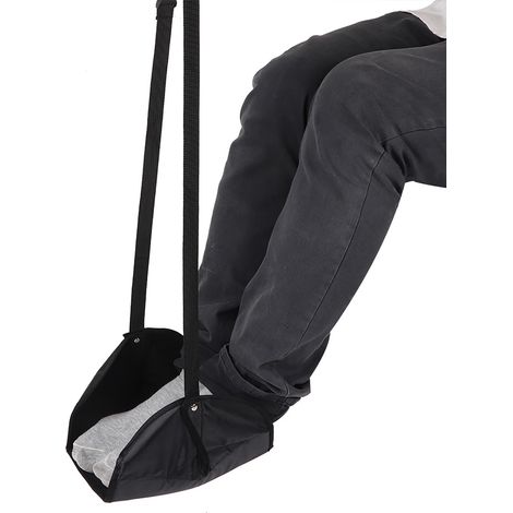 Reposapiés para avión, hamaca, reposapiés de oficina, accesorio de viaje (negro) (1/5)